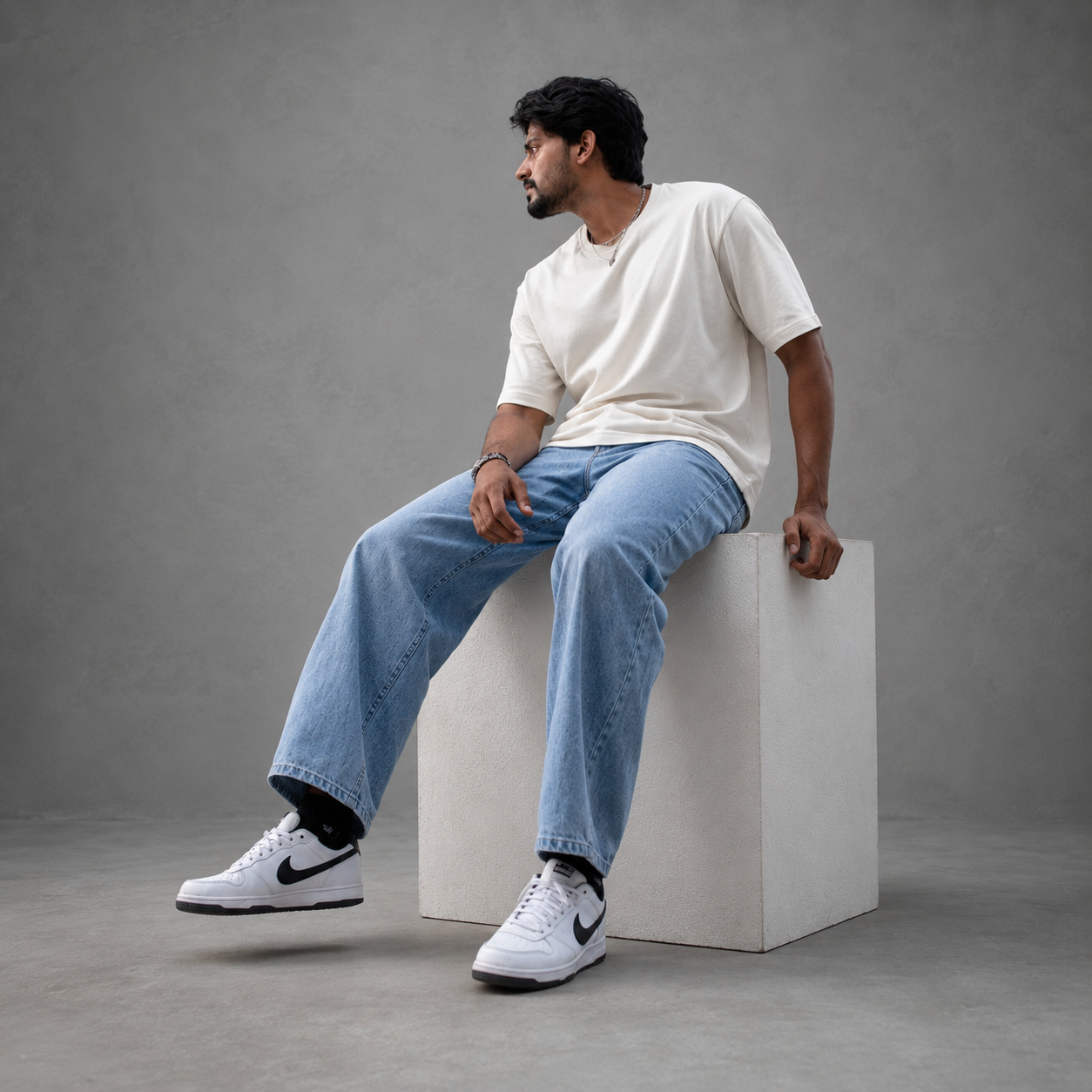 Blue Light Wash Oversized Denim
