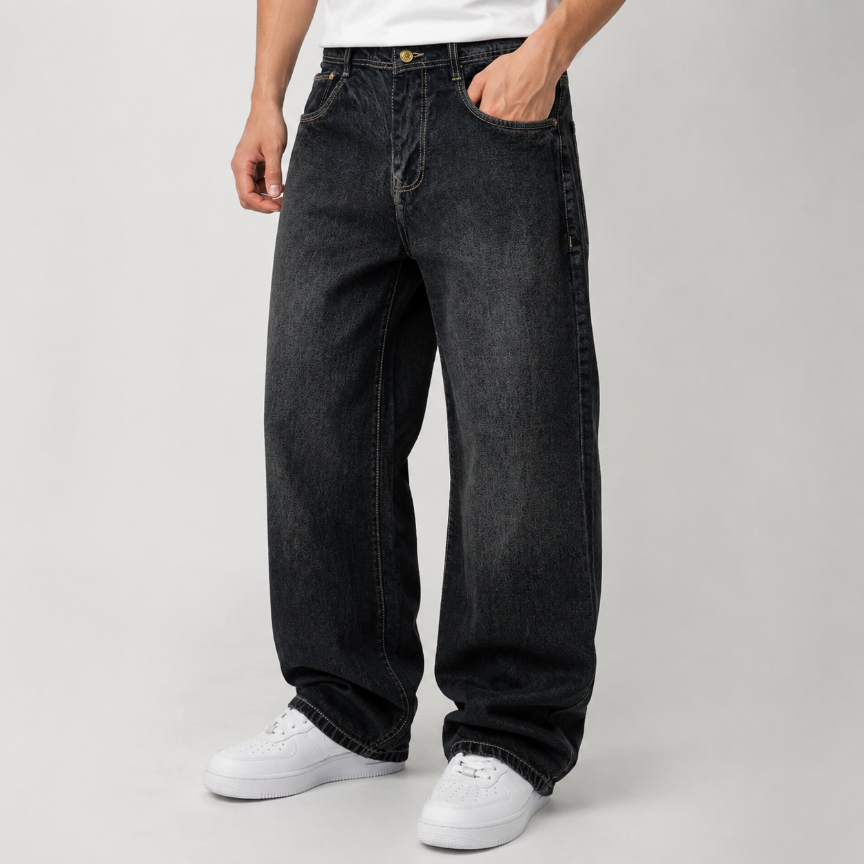 Black Streetflow Wide-Leg Denim