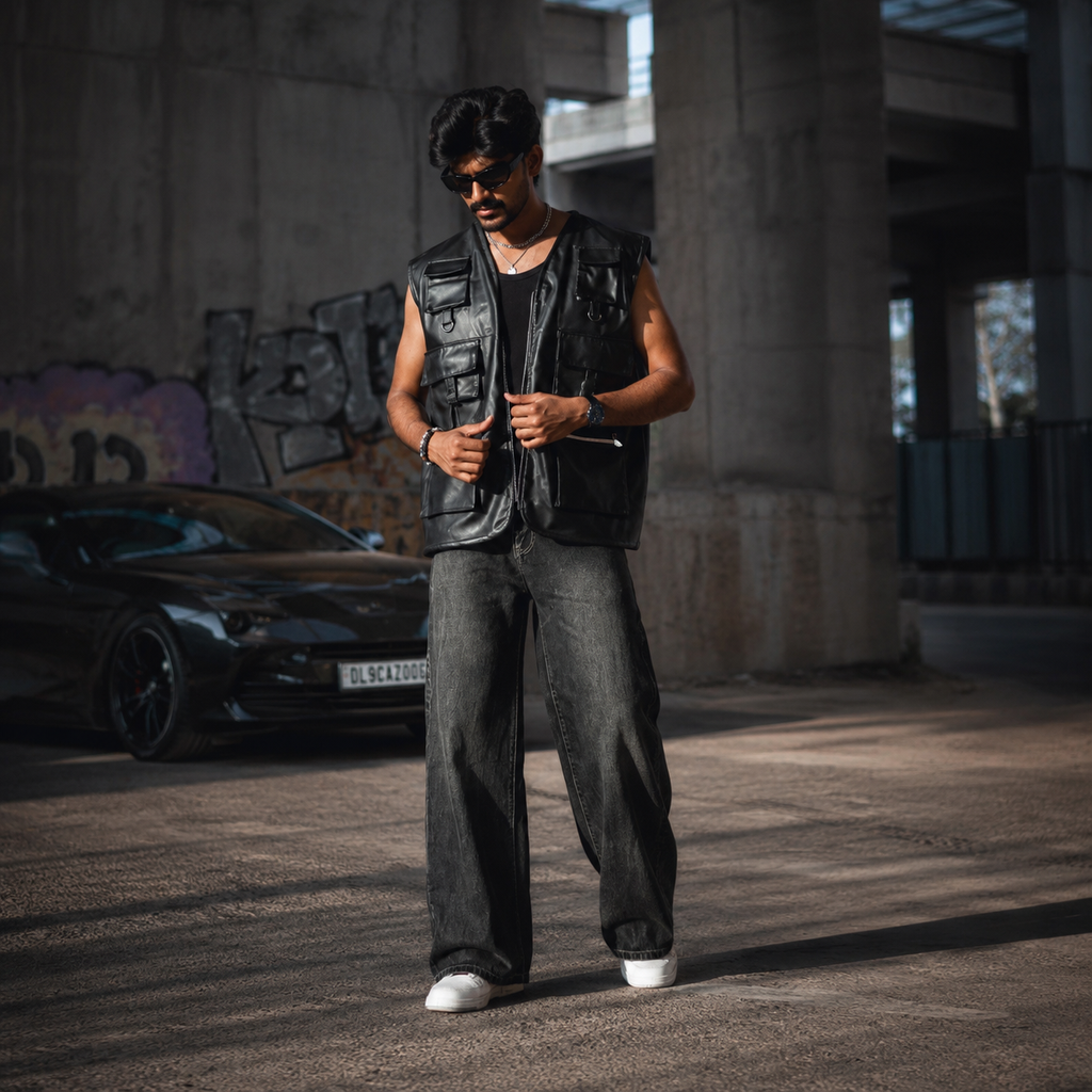 Black Streetflow Wide-Leg Denim