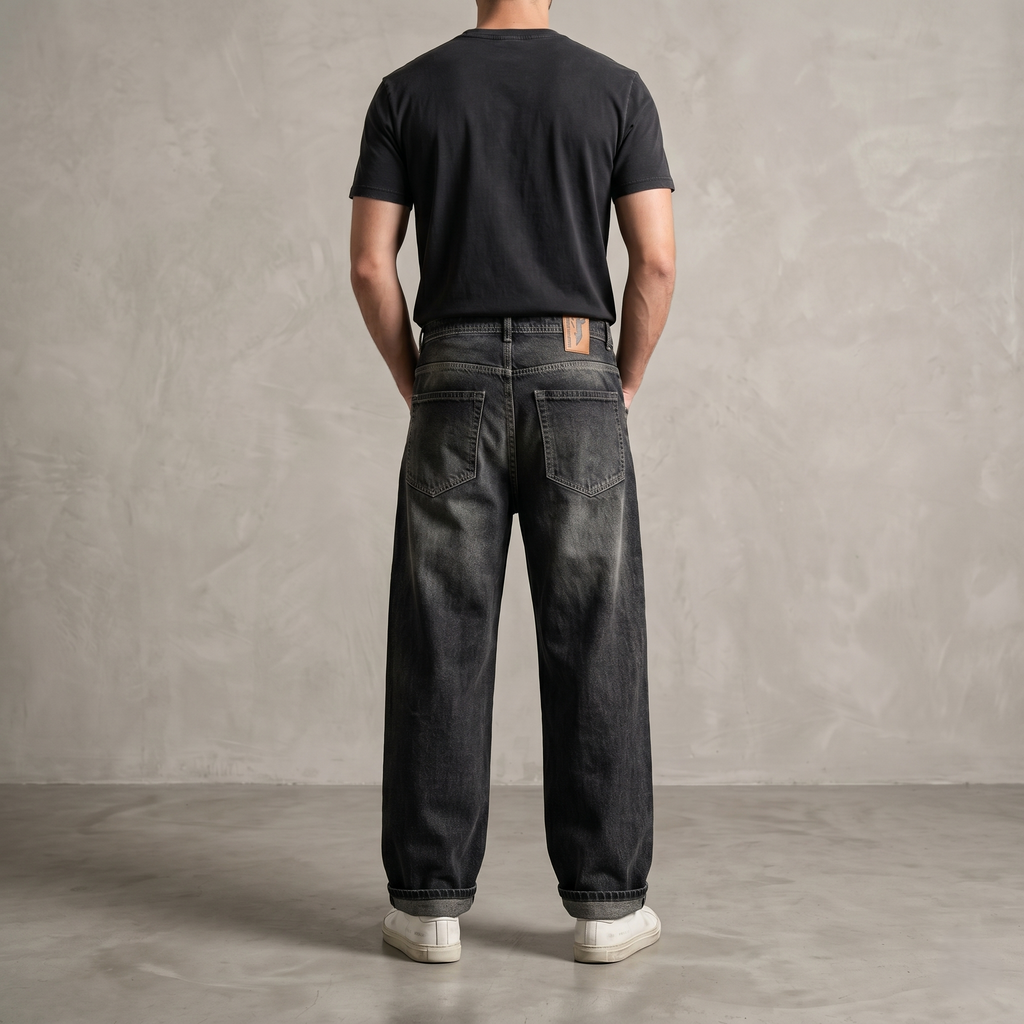 Black Streetflow Wide-Leg Denim